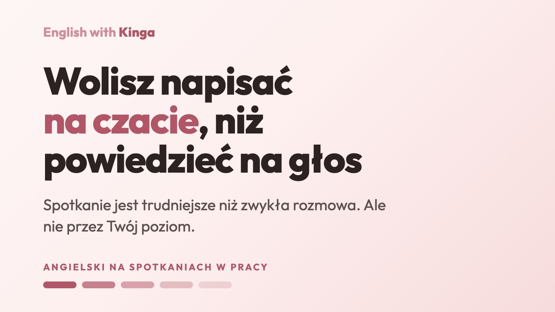 Grafika z napisem Angielski na spotkaniu w pracy i trzema zwrotami po angielsku na kartach